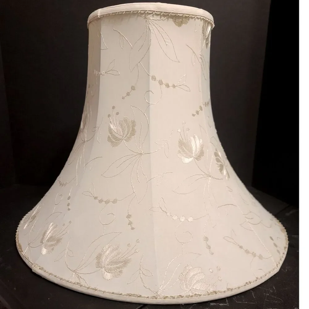 Ivory‎ Sateen Floral Damask Brocade Bell Shaped Lampshade